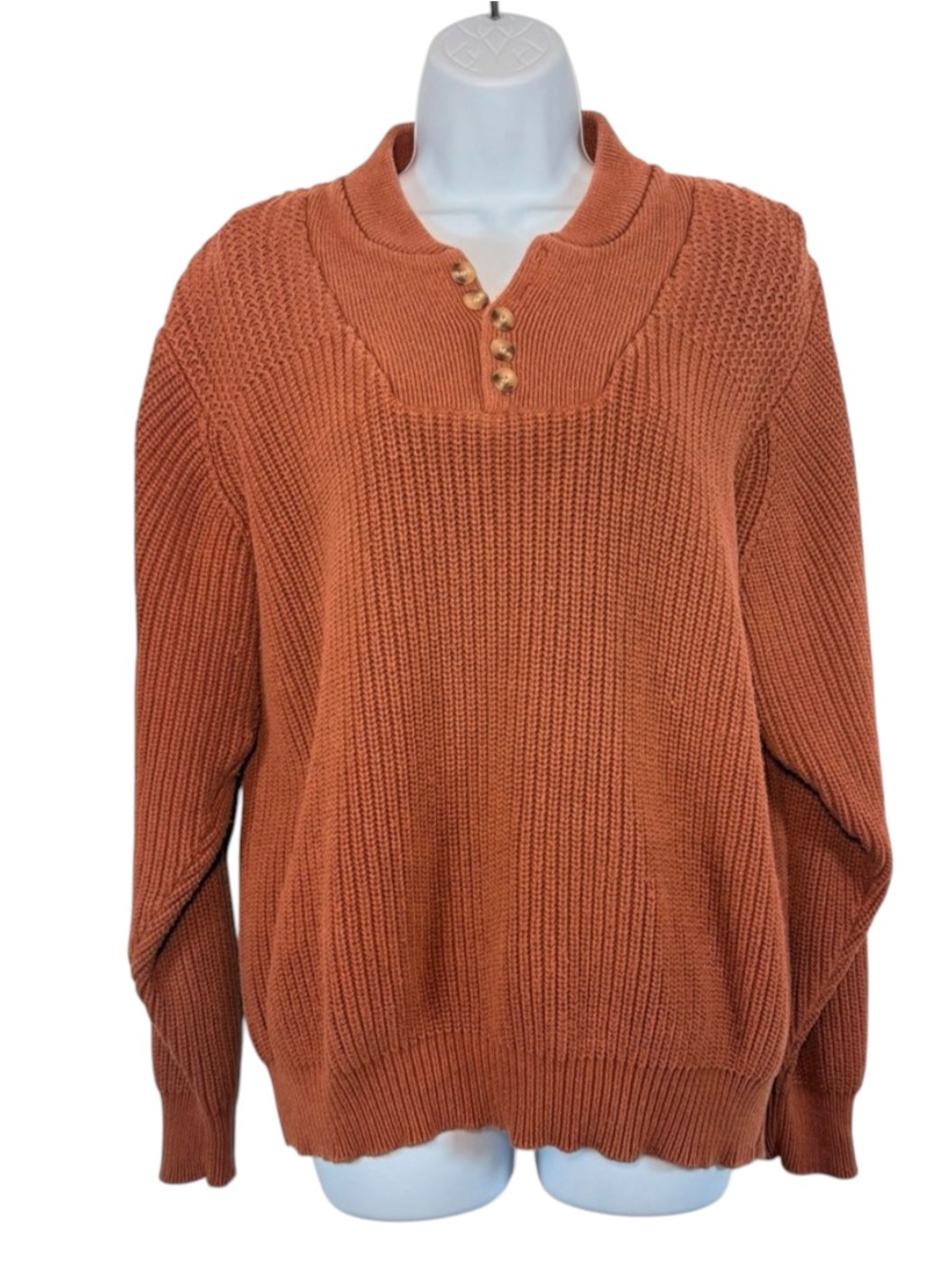 Vintage Gander Mountain Womens V-Neck Sweater Rust Guide Series Henley SzM 90s
